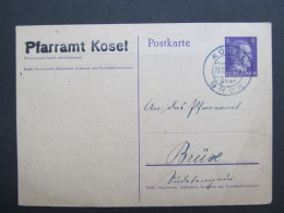 BRIEF Kosel Kozel Bieloschitz Bělušice B. Brüx Most Ganzsache 1942  //  R7262 - Sudetes