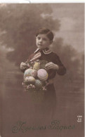 FÊTES ET VOEUX - Joyeuses Pâques - Garçon Avec Des Oeufs De Pâques - Carte Postale Ancienne - Easter