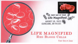 USA 2023 Life Magnified,Red Blood Cell RBC,Oxygen O2,Tissue,Lungs, Pictorial Postmark, FDC Cover (**) - Covers & Documents