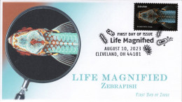 USA 2023 Life Magnified,Zebra Fish,Freshwater,Topical,Aquarium, Pictorial Postmark, FDC Cover (**) - Cartas & Documentos