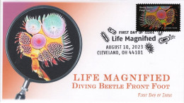 USA 2023 Life Magnified,Dytiscidae, Pictorial Postmark,Diving Beetles, Insect,Arthropoda, FDC Cover (**) - Storia Postale