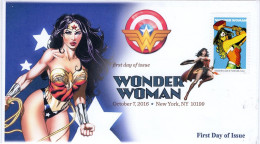 USA 2016 Wonder Woman,Comics,DC,Shield,Superheroine,Princess Diana Of Themyscira, FDC Cover (**) - Brieven En Documenten