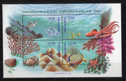 1998 TURKEY PERFORATION ERROR - INTERNATIONAL OCEAN YEAR SOUVENIR SHEET MNH ** - Blocks & Sheetlets