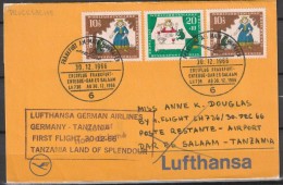 BRD Flugpost / Erstflug LH736  Boeing 727 Frankfurt - Dar Es Salaam30.12.1966 Ankunftstempel 31.12.1966 (FP 315) - Eerste Vluchten