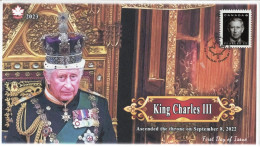 Canada 2023 Coronation Of King Charles,Crown,British Throne, Commonwealth Realms, FDC Cover (**) - Lettres & Documents