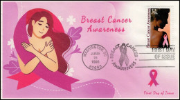 USA 1996 Breast Cancer Awareness,Research,Ribbon,Disease,Lymph Nodes,Health,FDC Cover (**) - Storia Postale