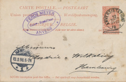 CARTE POSTALE  1898  ANVERS STATION NAAR HAMBUTG  PUBLICITÉ FERDd COme EXPEDITEUR ANVERS - Autres & Non Classés