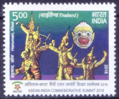 India 2018 MNH, Hanuman-Khon, Thailand, ASEAN Summit, Costumes Mask - Costumes