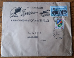 Tarif Postal De 1961 - 45c Pour 40c - Suresnes Principal Enveloppe à Entête Aix En Othe - TP N°1232, 1236 TAD 28.04.1961 - Posttarife