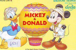 Télécarte Japon DISNEY * 110-011 * Donald & Mickey Montgolfière (6521) Hot Air Balloon Japan Phonecard - Disney