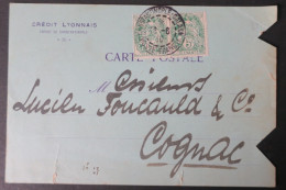 Levant Paire Type Blanc Perforé CL (249) Carte Commerciale Credit Lyonnais Agence De Constantinople 1910 Pour Cognac - Covers & Documents