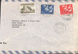 FINLANDE AFFRANCHISSEMENT COMPOSE SUR LETTRE AVION POUR LA FRANCE 1957 - Cartas & Documentos