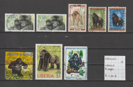 (TJ) Zoogdieren - Gorilla - Wereld 8 Zegels (gest./obl./used) - Gorilles