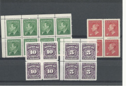 24795) Canada  Collection Block Postage Due Perforation Fold - Collections