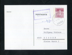 "BERLIN" 1981, Postkarte Frankiert Mit Wert Zu "8 Pfg.", Zusaetzl.Barfreimachung "42 Pfg." Ex Osnabrueck (2350) - Cartas & Documentos