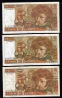 FRANCE -  Lot De 3 Billets Différents 10 Francs BERLIOZ - 10 F 1972-1978 ''Berlioz''