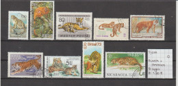 (TJ) Zoogdieren - Katachtigen - Panter & Tijger - Europa & Amerika 9 Zegels (gest./obl./used) - Other & Unclassified