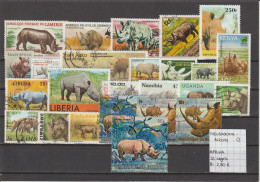 (TJ) Zoogdieren - Neushoorn & Bizon - Afrika 25 Zegels (gest./obl./used) - Rinocerontes