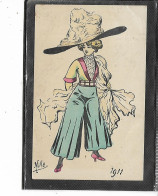 Théme -Illustrateur Signé -*MILLE *-La MODE-Le PORT De La " JUPE-CULOTTE " En 1911 -Elegant CHAPEAU - Mille