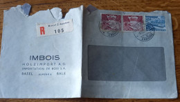 Recommandé Basel 2 Annahme TAD - Imbois Holzimport AG, Importation De Bois, Bale, 08.08.1955 - Aix En Othe, Horodateur? - Poststempel