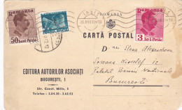 AVIATION, KING CAROL II, STAMPS ON PUBLISHING COMPANY HEADER POSTCARD, 1937, ROMANIA - Covers & Documents