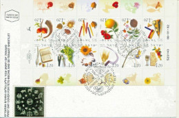 ISRAEL 2002 MONTHS OF THE YEAR TETE BECH 10 STAMP SHEET FDC - Lettres & Documents