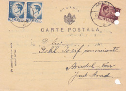 KING MICHAEL STAMPS ON POSTCARD, 1946, ROMANIA - Covers & Documents