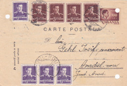 KING MICHAEL STAMPS ON POSTCARD, 1946, ROMANIA - Covers & Documents