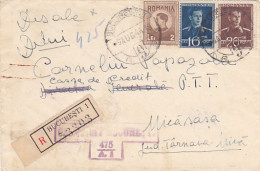 KING MICHAEL STAMPS ON WW2, CENSORED BUCHAREST NR 475/A.1 REGISTERED COVER, 1944, ROMANIA - Covers & Documents