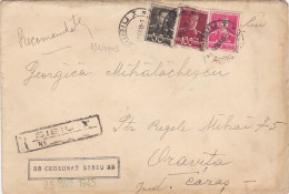 KING MICHAEL STAMPS ON WW2 CENSORED SIBIU NR 33 REGISTERED COVER, 1945, ROMANIA - Covers & Documents