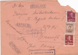 KING MICHAEL STAMPS ON WW2 CENSORED SIBIU NR 8 REGISTERED COVER, 1945, ROMANIA - Covers & Documents
