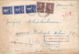 KING MICHAEL STAMPS ON WW2 CENSORED SIBIU NR 7 REGISTERED COVER, 1944, ROMANIA - Covers & Documents