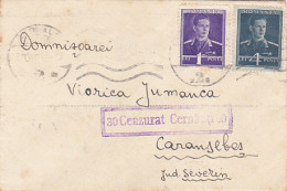KING MICHAEL STAMPS ON WW2 CENSORED CERNAUTI NR 30 COVER, 1943, ROMANIA - Covers & Documents