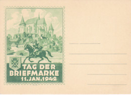BIERTAN FORTIFIED CHURCH, STAMP'S DAY, SPECIAL POSTCARD, 1942, ROMANIA - Lettres & Documents