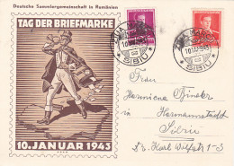 KING MICHAEL STAMPS, MAILMAN, STAMP'S DAY, SPECIAL POSTCARD, 1943, ROMANIA - Covers & Documents