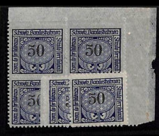 ZA0143a - SWITZERLAND - SBHV # 17Aa Block 4 +2 - RAILWAY SERVICE STAMPS Mint MNH - Railway