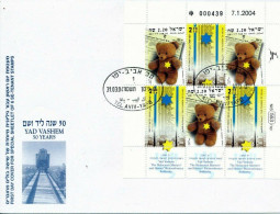 ISRAEL 2003 YAD VASHEM JUBILEE MINI SHEET FDC - Covers & Documents