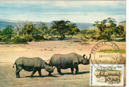 TOGO. Rhinoceros. Carte Maximum 1974. Oblit.Premier Jour De Lome 7 Sept 1974 - Rhinozerosse