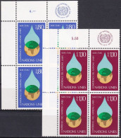 UNO GENF 1977 Mi-Nr. 64/65 Eckrand-Viererblocks ** MNH - Ongebruikt