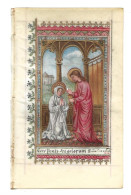 Image Ecce Panis Angelorum  Aquarelle Sur Vélin  - 1886 ?  Signée H. M.  13x 8 Cm - Santini