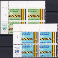 UNO GENF 1977 Mi-Nr. 68/69 Eckrand-Viererblocks ** MNH - Nuovi