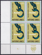 UNO GENF 1978 Mi-Nr. 75 Eckrand-Viererblock ** MNH - Ongebruikt