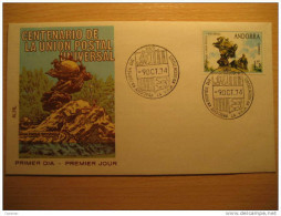 ANDORRA LA VELLA 1974 Centenario UPU Union Postal Universal SPD FDC Sobre Cover Andorre - Covers & Documents