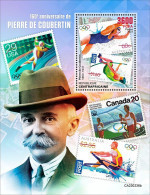 Centrafrica 2023, De Coubertin, Olympic Stamp, Rowing, Skating, BF - Kunstschaatsen