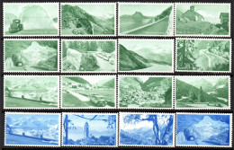 2154. SWITZERLAND. 32 POSTER STAMPS/LABELS VILLAGES AND LANDSCAPES , SUSTEN,SIMPLON ...WITHOUT GUM. - Erinnophilie