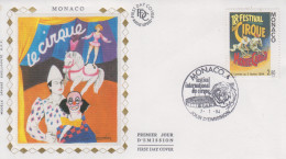 Enveloppe  FDC  1er  Jour   MONACO    18éme  FESTIVAL  INTERNATIONAL  Du  CIRQUE    1994 - Circus