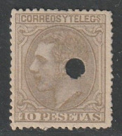 ESPAGNE - N°192 Nsg (1879) 10p Brun-olive - Perforé Cercle - Used Stamps