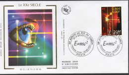 FRANCE N°3424 FDC 1er Jour Paris 22.09.01 Sciences Le Laser - PARIS TRÈS BON ÉTAT - 1990-1999