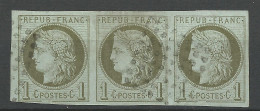 CERES N° 14a Bande De 3 / 2 Timbres Avec Cadres Brisé / Aminci Sur Les 2 Timbres De Gauche / Used - Ceres