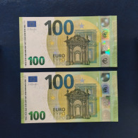 EURO SPAIN 100 V001E1 VA DRAGHI UNC, PAIR CORRELATIVE - 100 Euro